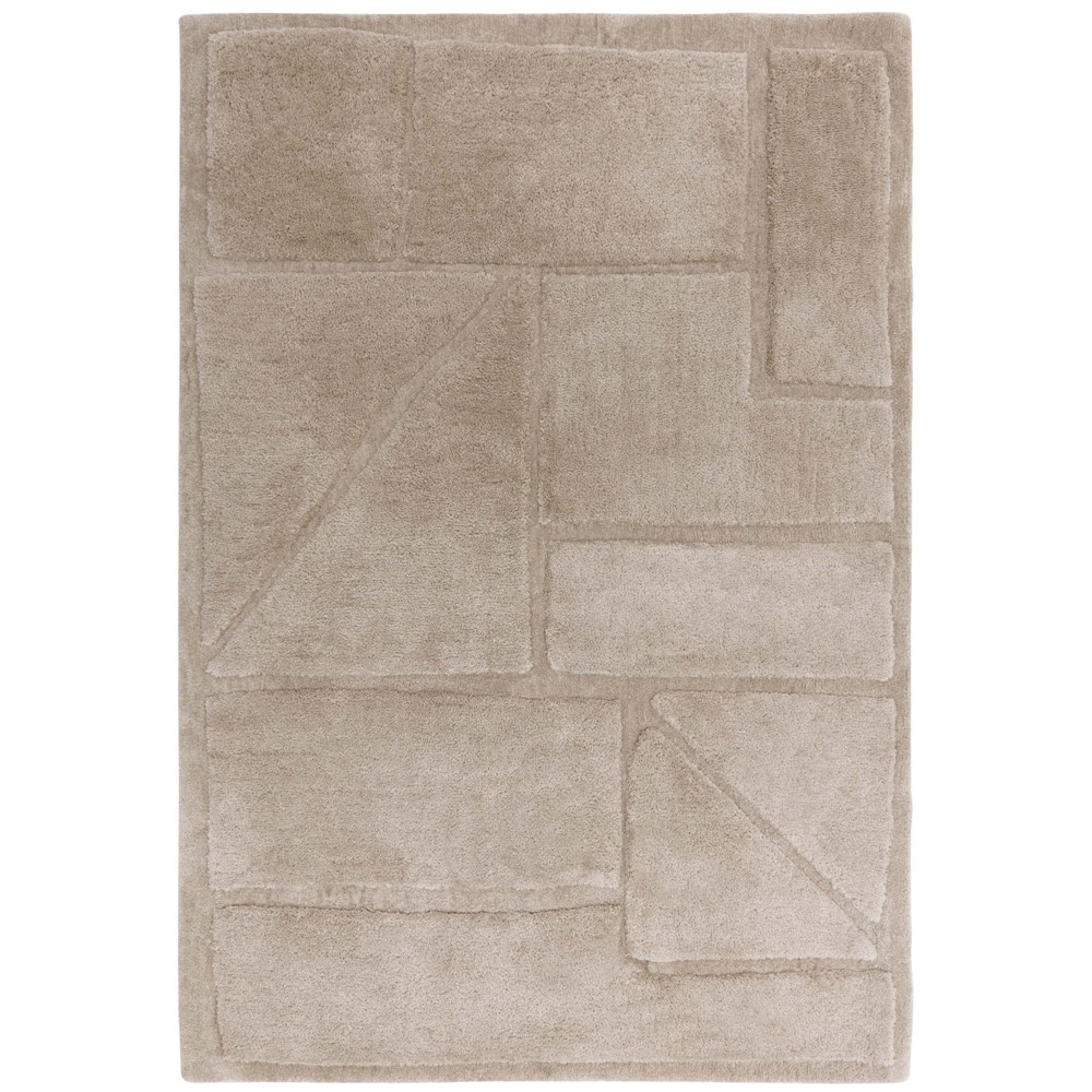 Horizon 2 Modern Geometric Textured Rugs in Sand Natural